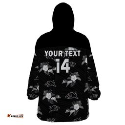 custom text and number panthers rugby wearable blanket hoodie polynesian tribal mix tropical hawaiian style