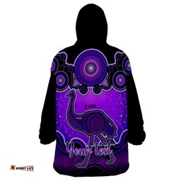 personalised australia aquarius emu zodiac wearable blanket hoodie auz astrology aboriginal purple