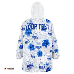 custom personalised kangaroos football north melbourne premiers tropical flowers simple wearable blanket hoodie