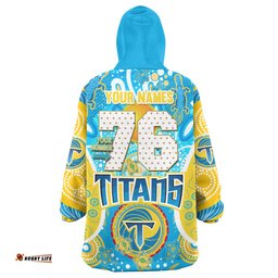 Gold Coast Titans Custom Snug Hoodie - Titans Pride With Aboriginal Dot Art Personalised Player And Number Oodie