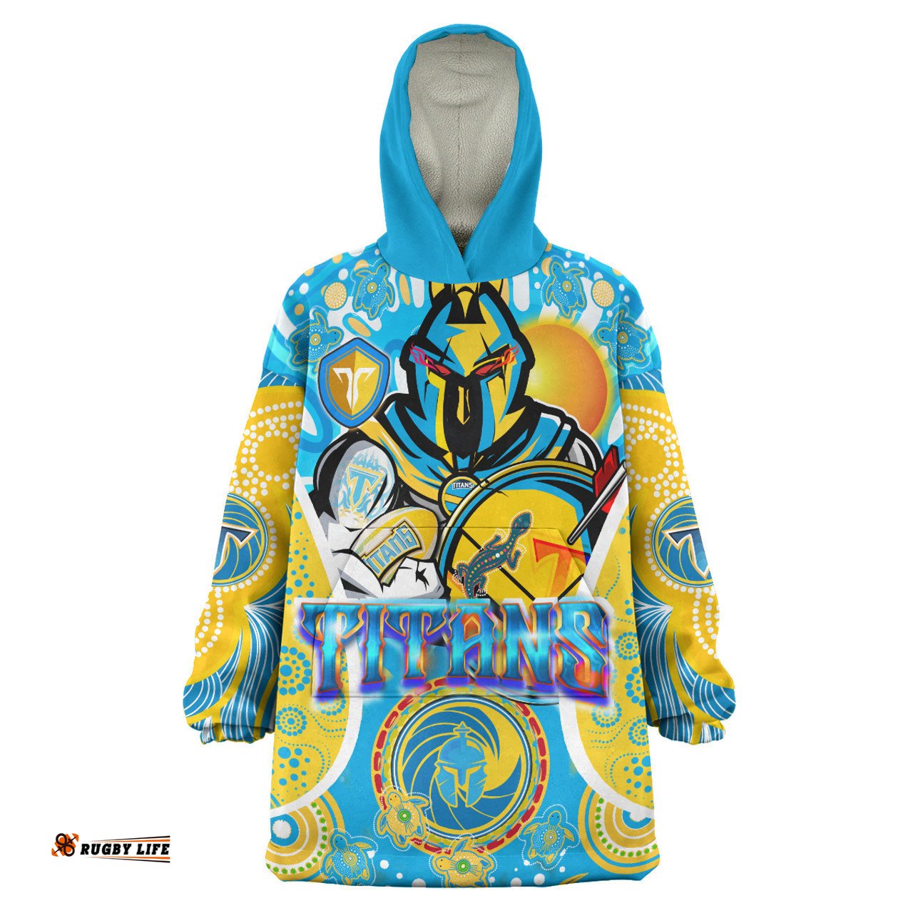 Gold Coast Titans Custom Snug Hoodie - Titans Pride With Aboriginal Dot Art Personalised Player And Number Oodie
