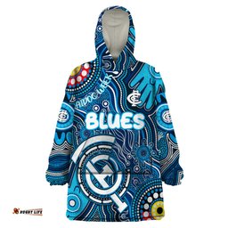 personalised naidoc week 2024 carlton blues wearable blanket hoodie australian aboriginal hand painting dt02