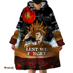 australia anzac day wearable blanket hoodie lest we forget australian army corps