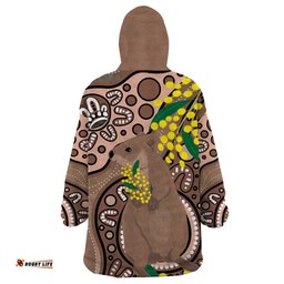 australia cute quokka wearable blanket hoodie indigenous art with golden wattle