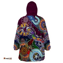 personalised eagles naidoc week 2024 wearable blanket hoodie australia aboriginal dot painting dt02