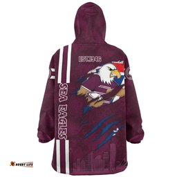 Manly Warringah Sea Eagles Snug Hoodie - Happy Australia Day Flag Scratch Style