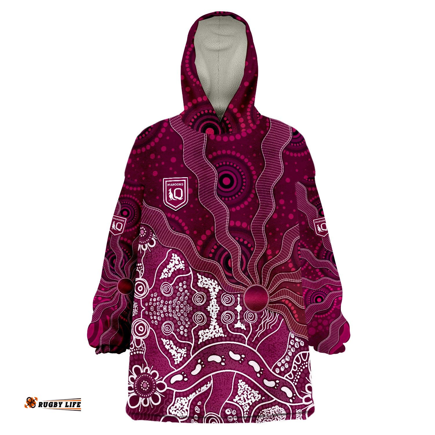 maroons rugby fascinated aboriginal queenslanders wearable blanket hoodie