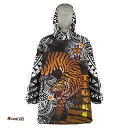 Australia Tigers Polynesian Snug Hoodie - Custom Wild Tigers Oodie Blanket