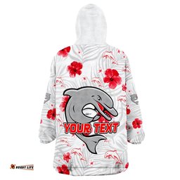 custom personalised dolphins rugby redcliffe tropical flowers impressive ver01 wearable blanket hoodie