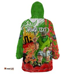 personalised mascot raiders anzac wearable blanket hoodie lest we forget dt02