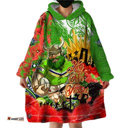 personalised mascot raiders anzac wearable blanket hoodie lest we forget dt02