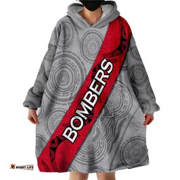 australian football league bombers wearable blanket hoodie gray
