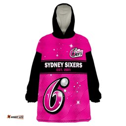 custom text and number sydney sixers wearable blanket hoodie est 2011 simple style