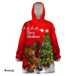 personalised australia christmas wearable blanket hoodie aussie platypus xmas vibes