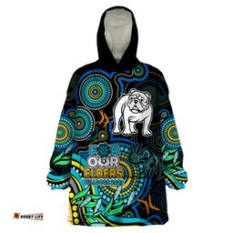 bulldogs rugby aboriginal art wearable blanket hoodie naidoc indigenous tribal