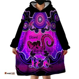 personalised australia leo lizard zodiac wearable blanket hoodie auz astrology aboriginal magenta