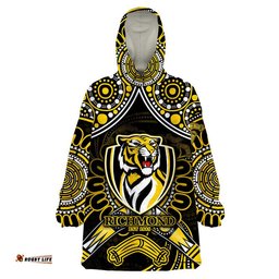 richmond tigers football wearable blanket hoodie boomerang indigenous dots