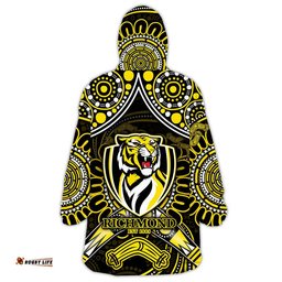 richmond tigers football wearable blanket hoodie boomerang indigenous dots