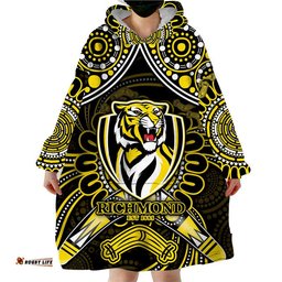 richmond tigers football wearable blanket hoodie boomerang indigenous dots