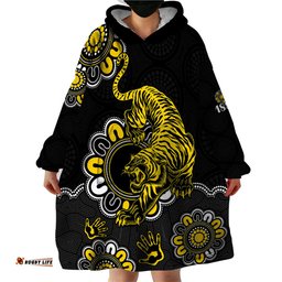 custom personalised afl richmond tigers 1885 aboriginal wearable blanket hoodie