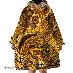 custom naidoc week 2024 hawks wearable blanket hoodie aboriginal animals keep the fire burning dt02
