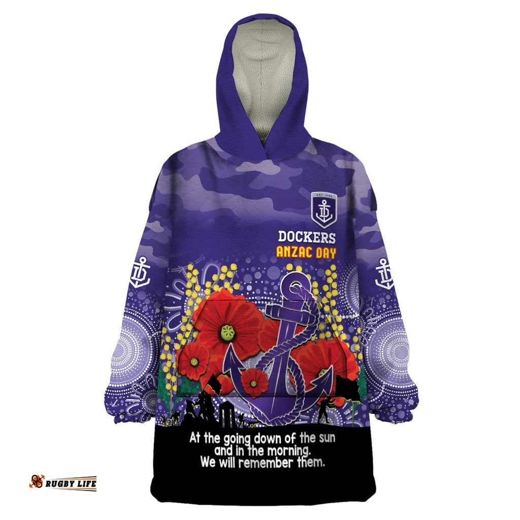 custom dockers football anzac wearable blanket hoodie gallipoli camouflage with poppies