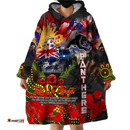 personalised australia rugby panthers anzac wearable blanket hoodie penrith scratch style dt02