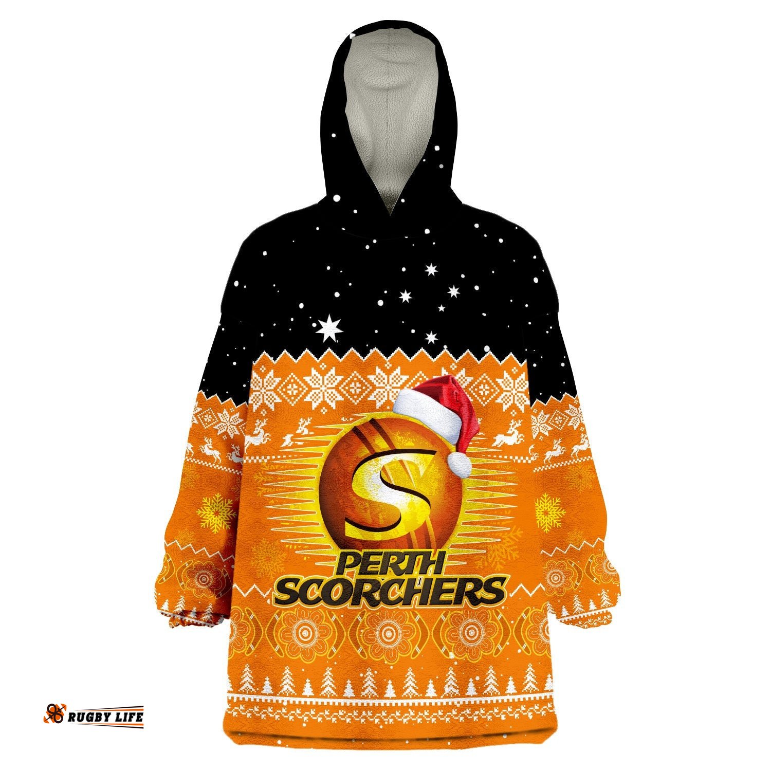 custom personalised perth scorchers cricket wearable blanket hoodie aboriginal merry christmas