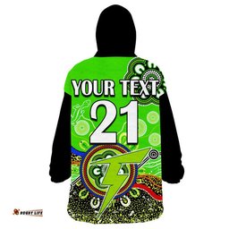 custom personalised sydney thunder wearable blanket hoodie cricket indigenous aboriginal lizard version