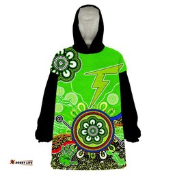 custom personalised sydney thunder wearable blanket hoodie cricket indigenous aboriginal lizard version