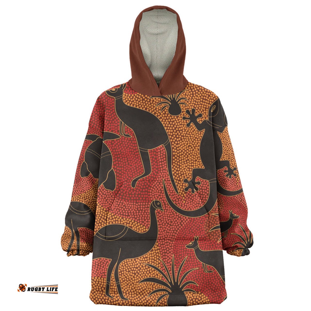 Australia Aboriginal Snug Hoodie - Aboriginal Dot Art With Animals Snug Hoodie