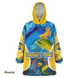Parramatta Eels Custom Snug Hoodie - Parramatta Eels Army Indigenous Culture Personalised Name And Number Oodie Blanket