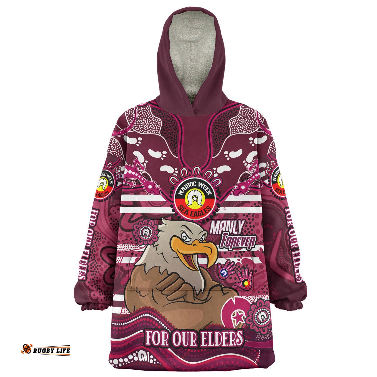 Manly Warringah Sea Eagles Custom Snug Hoodie - For Our Elders Home Jersey Oodie