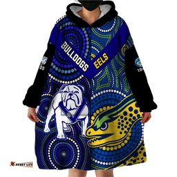 bulldogs mix parramatta eels rugby wearable blanket hoodie aboriginal version