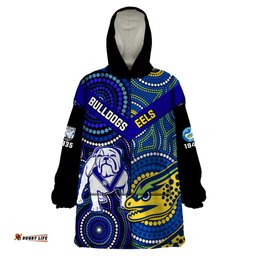 bulldogs mix parramatta eels rugby wearable blanket hoodie aboriginal version