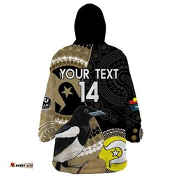 custom afl collingwood naidoc week wearable blanket hoodie keep the fire burning indigenous art