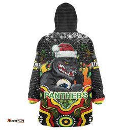 Penrith Panthers Christmas Snug Hoodie - Custom Christmas Indigenous Penrith Panthers Personalised Name And Number Oodie Blanket
