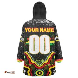 Penrith Panthers Christmas Snug Hoodie - Custom Christmas Indigenous Penrith Panthers Personalised Name And Number Oodie Blanket