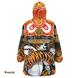 Australia Tigers Custom Snug Hoodie - Naidoc Week and Torres Strait Island with Aboriginal Inspired Oodie Blanket