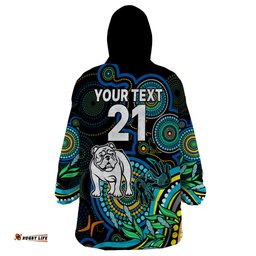 custom bulldogs rugby aboriginal art wearable blanket hoodie naidoc indigenous tribal
