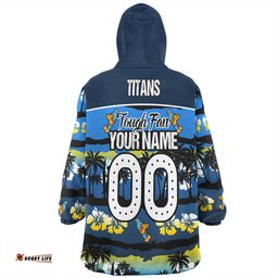Gold Coast Titans Sport Snug Hoodie - Eat Sleep Repeat With Tropical Patterns