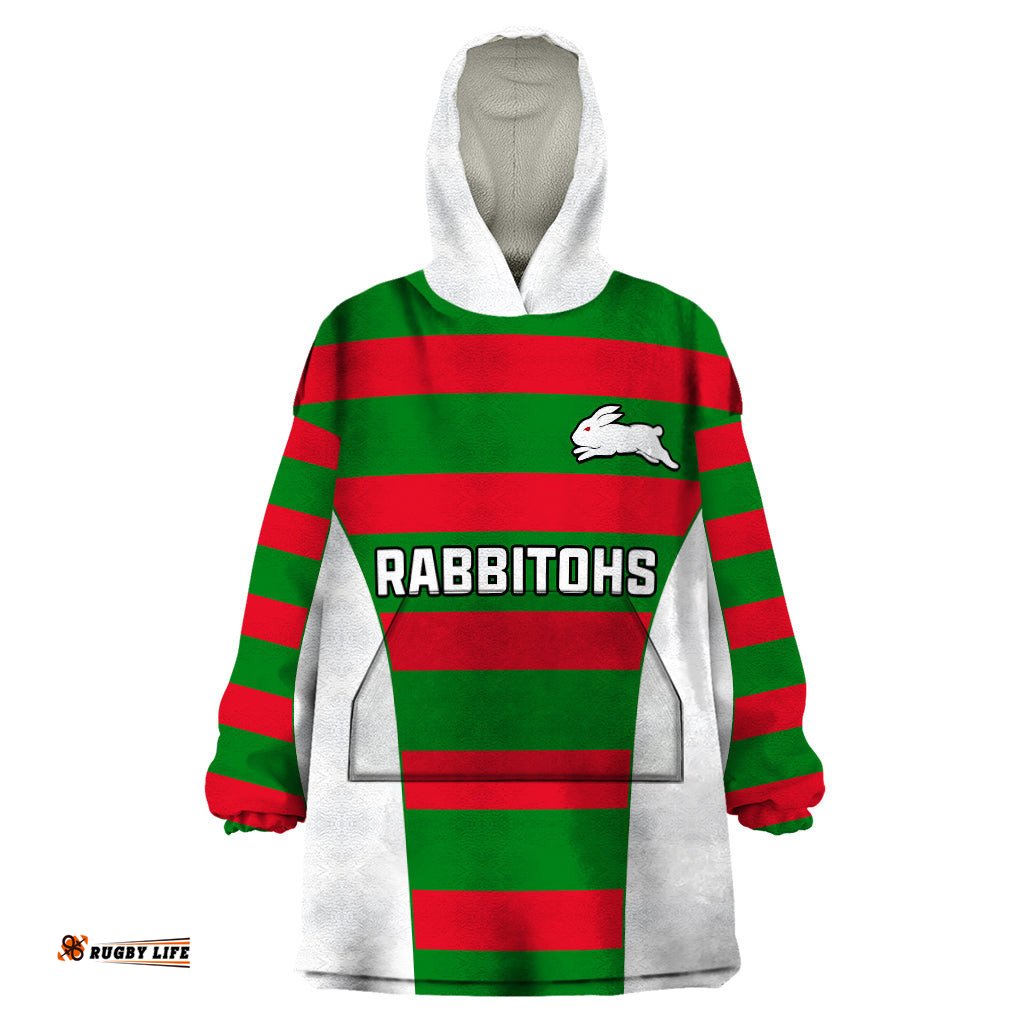 rabbitohs rugby wearable blanket hoodie go souths 1908 sporty style white