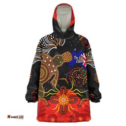 Australia Naidoc Week Snug Hoodie - Custom Naidoc with Australia Flag and Aboriginal Inspired Dot Pattern Oodie Blanket