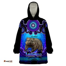 personalised australia taurus wombat zodiac wearable blanket hoodie auz astrology aboriginal blue
