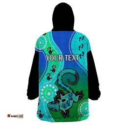 personalised australia lizard wearable blanket hoodie aboriginal tribal art stylization