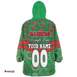 South Sydney Rabbitohs Snug Hoodie - Tropical Patterns And Dot Painting Eat Sleep Rugby Repeat