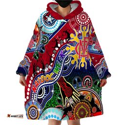 custom naidoc week 2024 melbourne demons wearable blanket hoodie australia aboriginal dot painting dt02