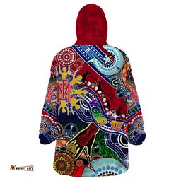 custom naidoc week 2024 melbourne demons wearable blanket hoodie australia aboriginal dot painting dt02