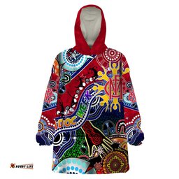 custom naidoc week 2024 melbourne demons wearable blanket hoodie australia aboriginal dot painting dt02