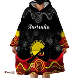 custom personalised australian indigenous wearable blanket hoodie didgeridoo man circle aboriginal art
